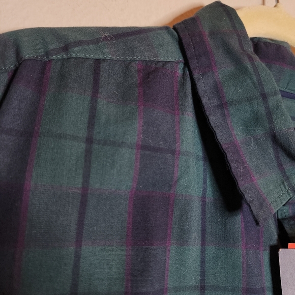 NWT Gap Green Blue Purple Plaid Long Sleeve Button Down Shirt Size XL - Picture 2 of 15